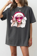 Christmas girl blowing bubble tee