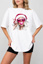 Christmas girl blowing bubble tee