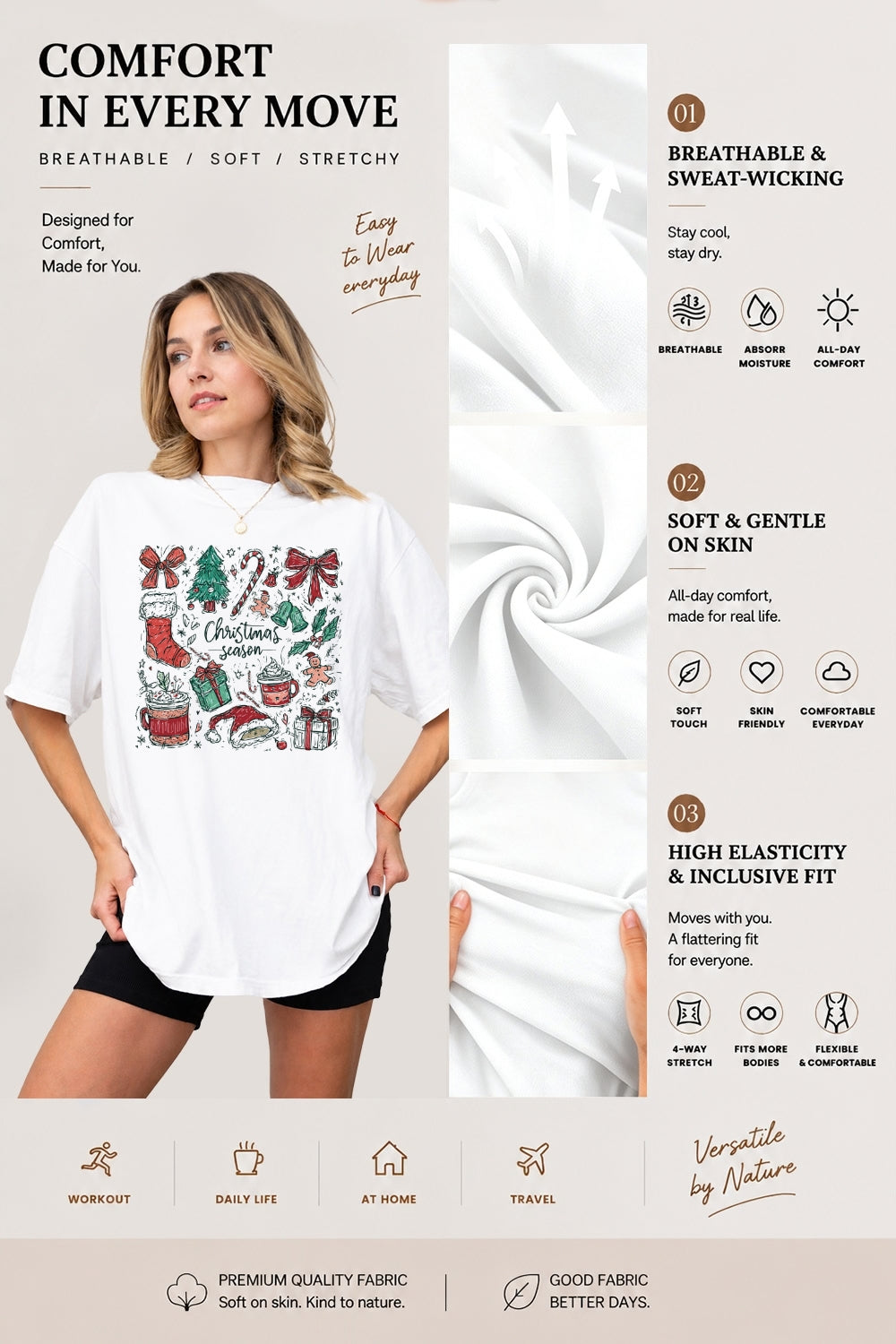 Christmas season line drawing tee