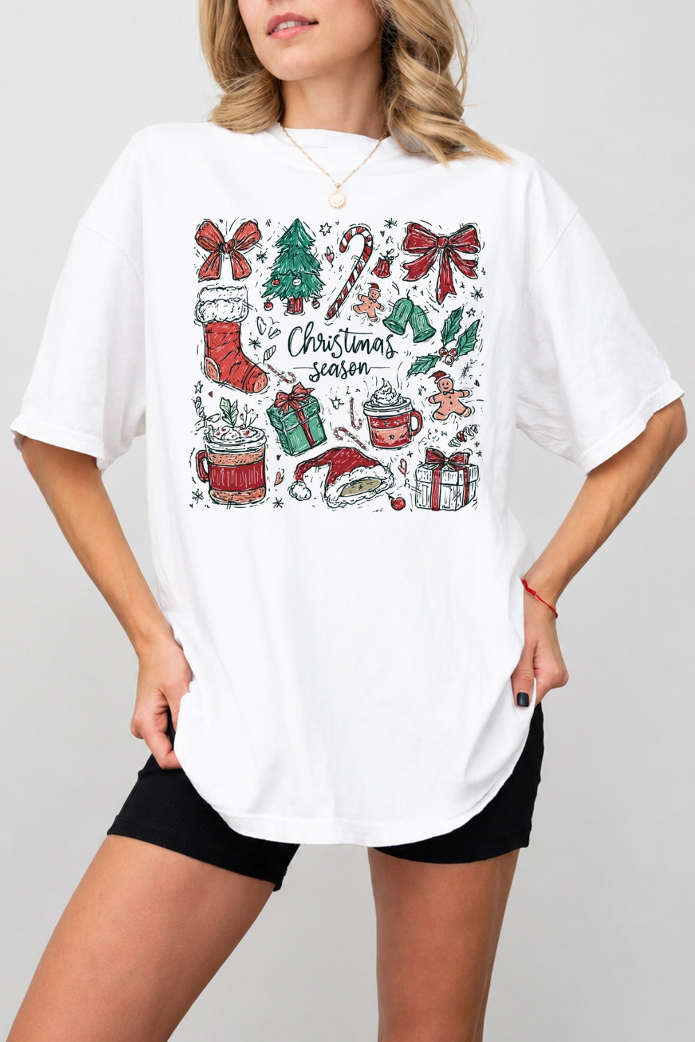 Christmas season line drawing tee