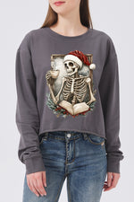 Christmas skull coffee crop sweatshirt