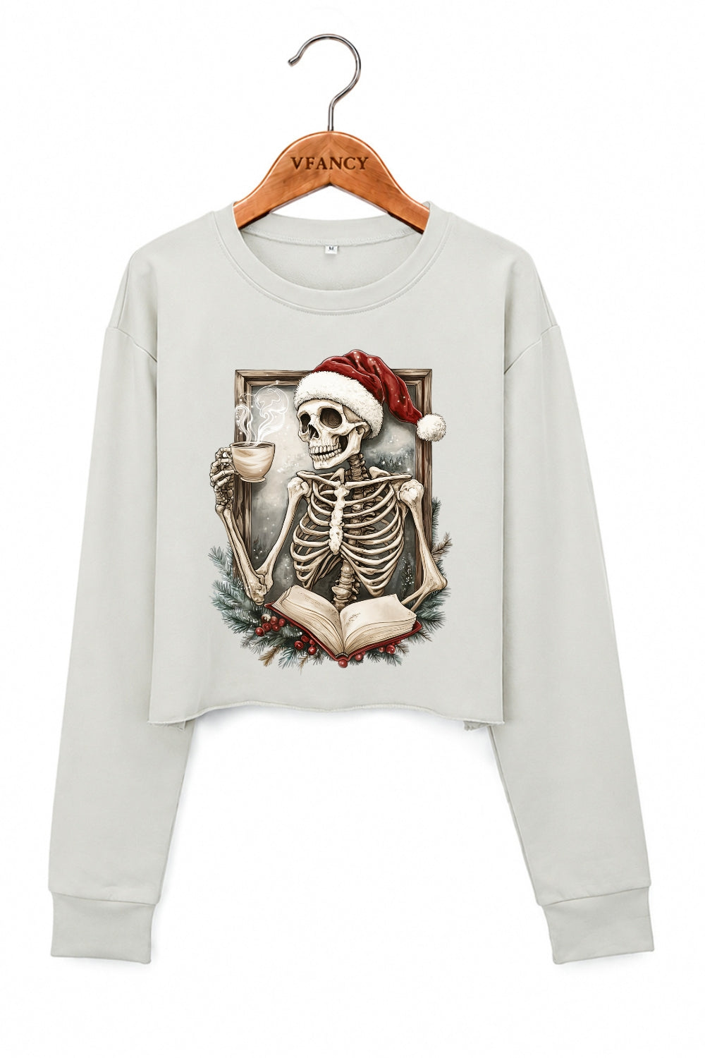 Christmas skull coffee crop sweatshirt
