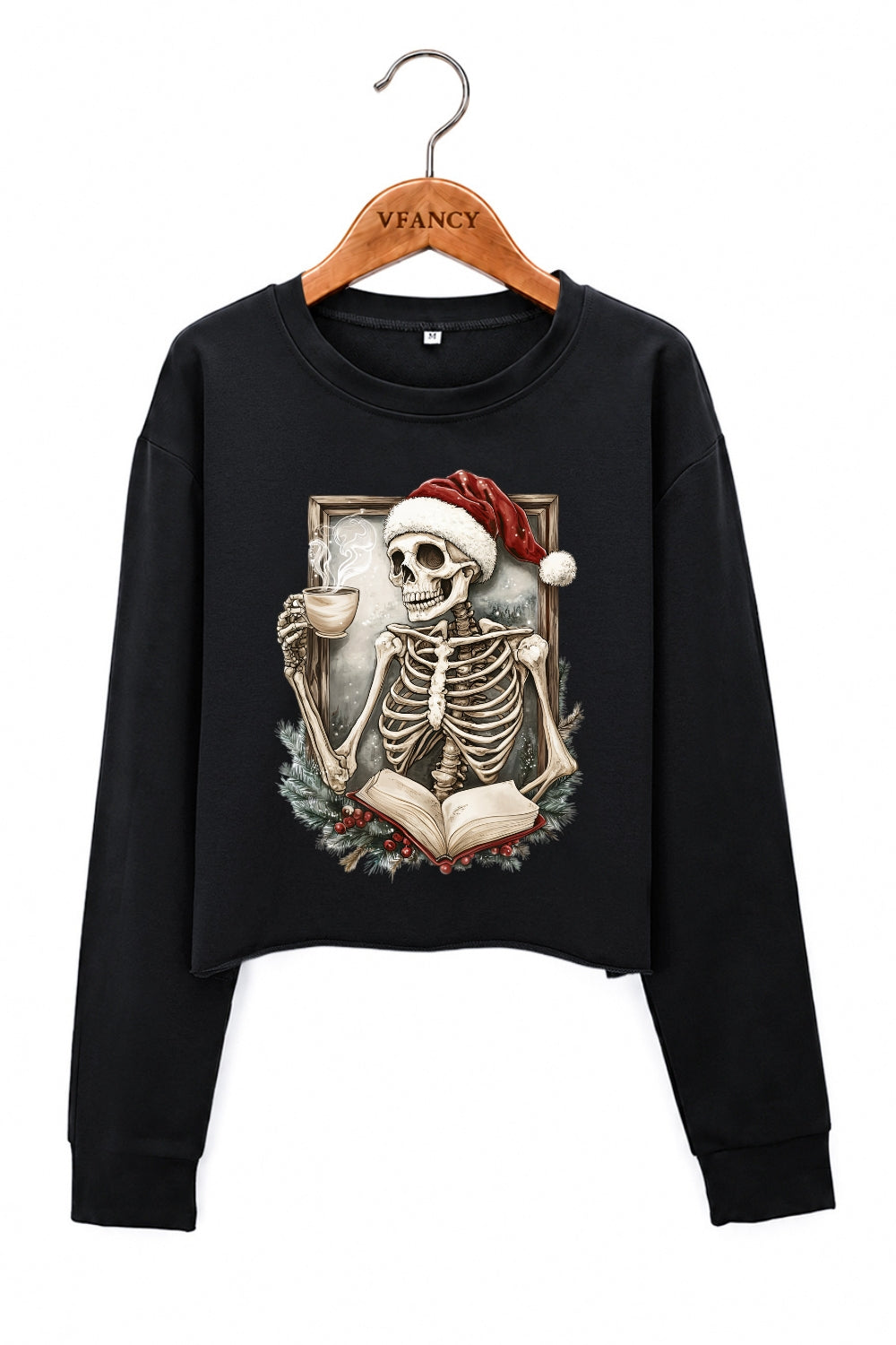 Christmas skull coffee crop sweatshirt