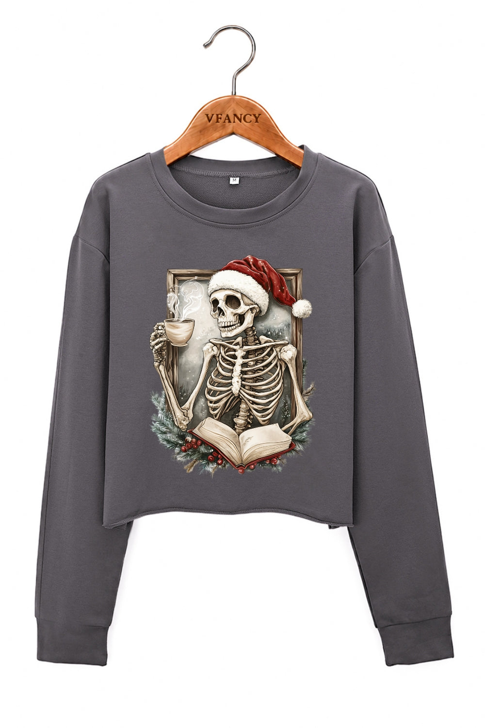 Christmas skull coffee crop sweatshirt