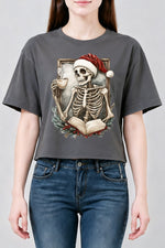 Christmas skull coffee crop top