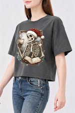 Christmas skull coffee crop top