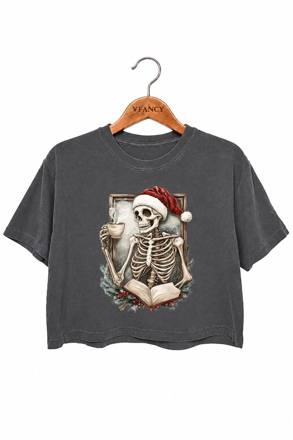 Christmas skull coffee crop top