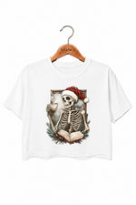 Christmas skull coffee crop top