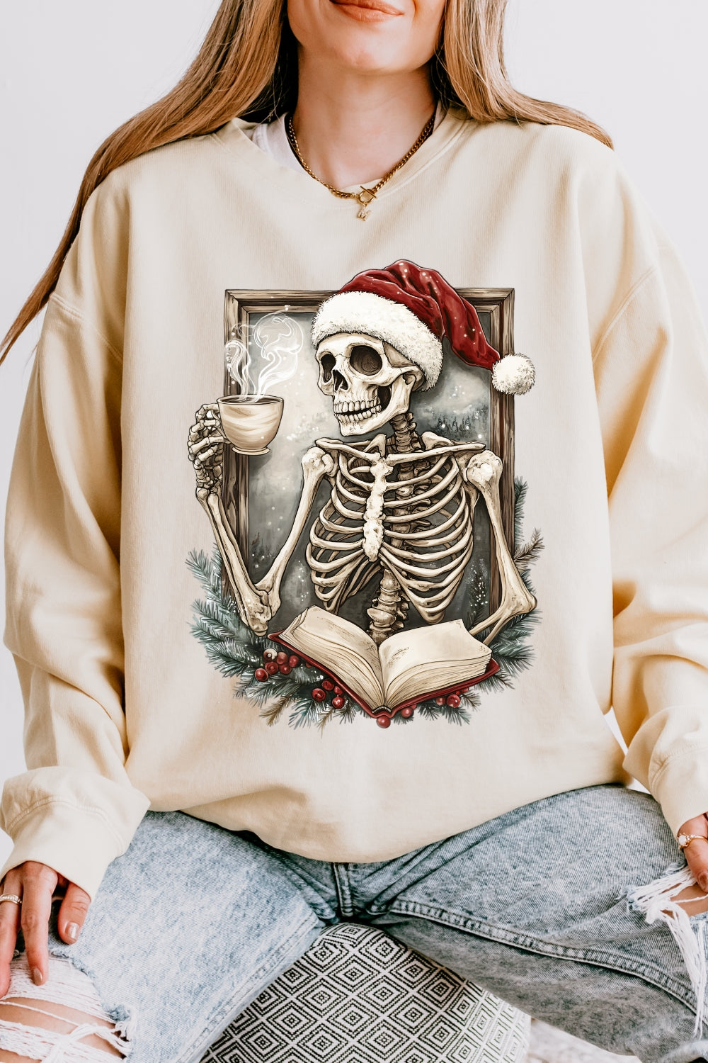 Christmas skull coffee sweatshirt