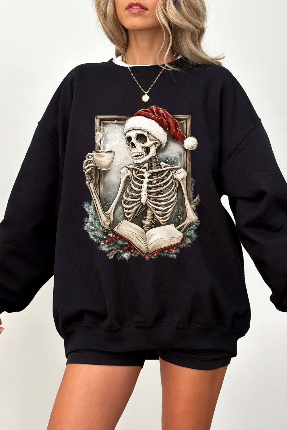 Christmas skull coffee sweatshirt