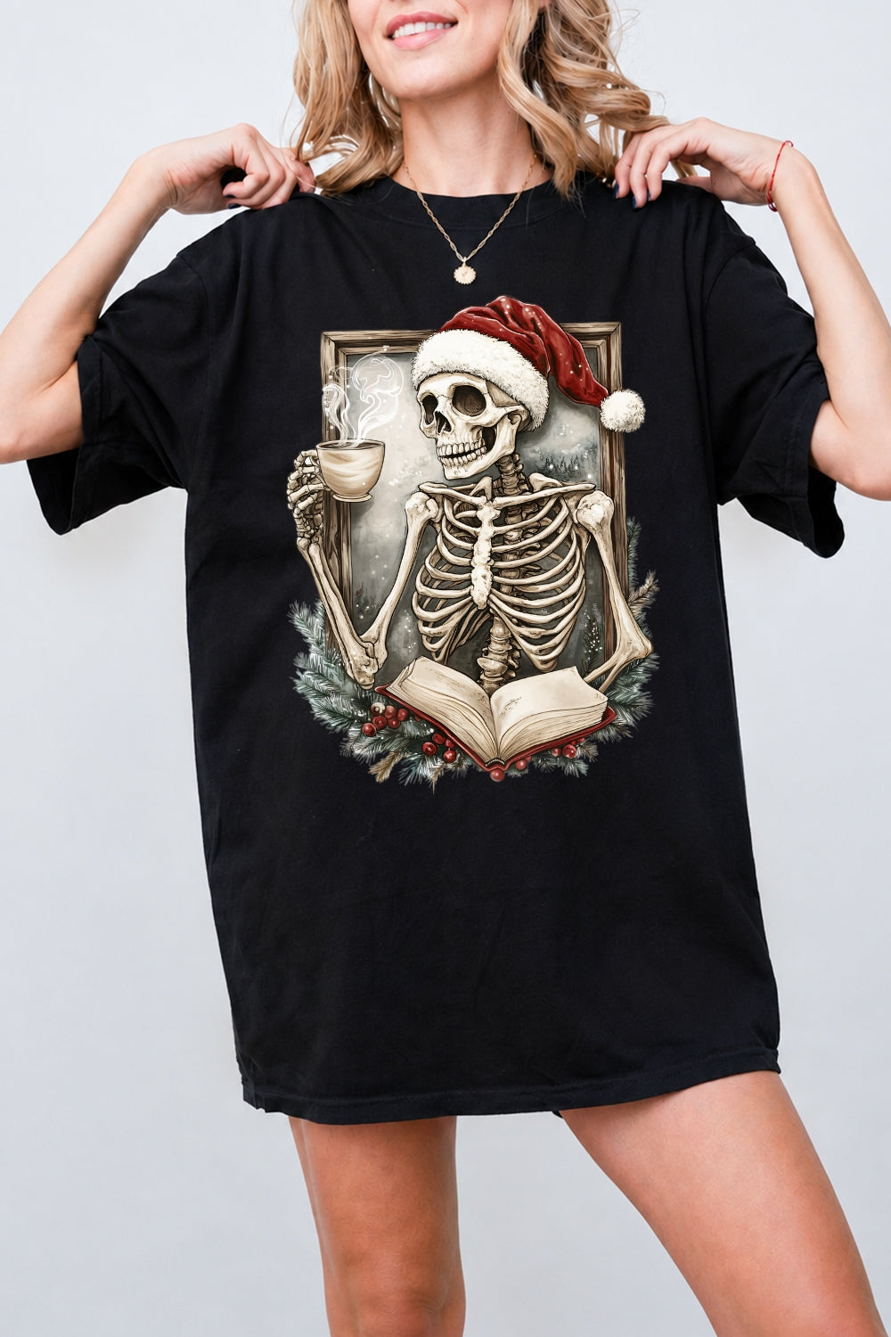 Christmas skull coffee tee