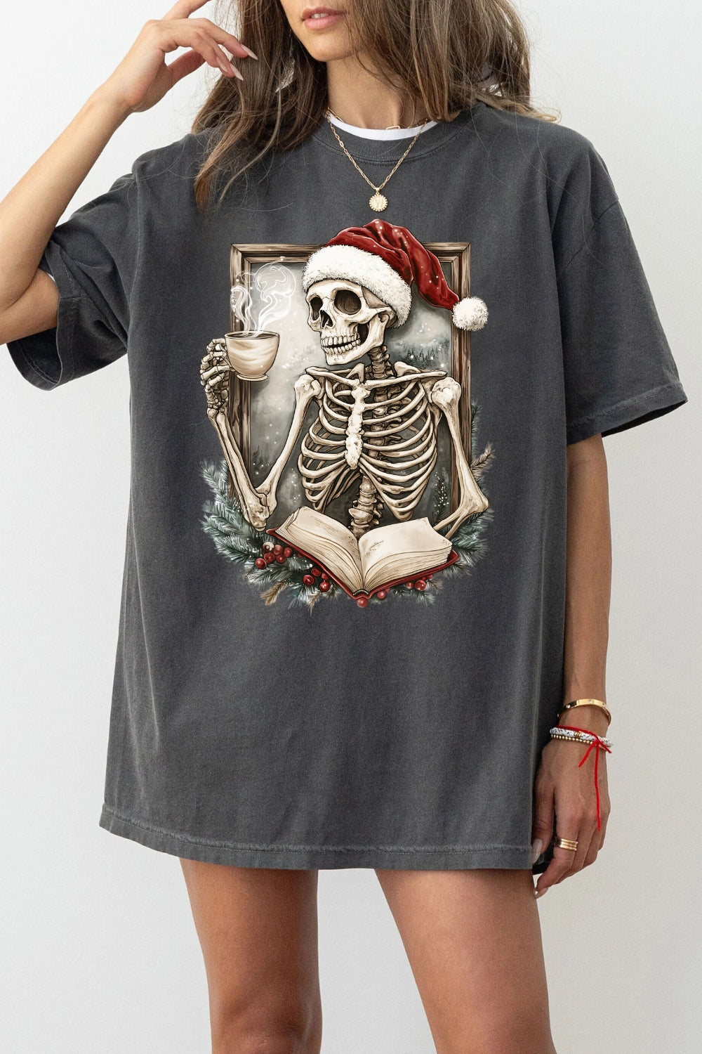 Christmas skull coffee tee
