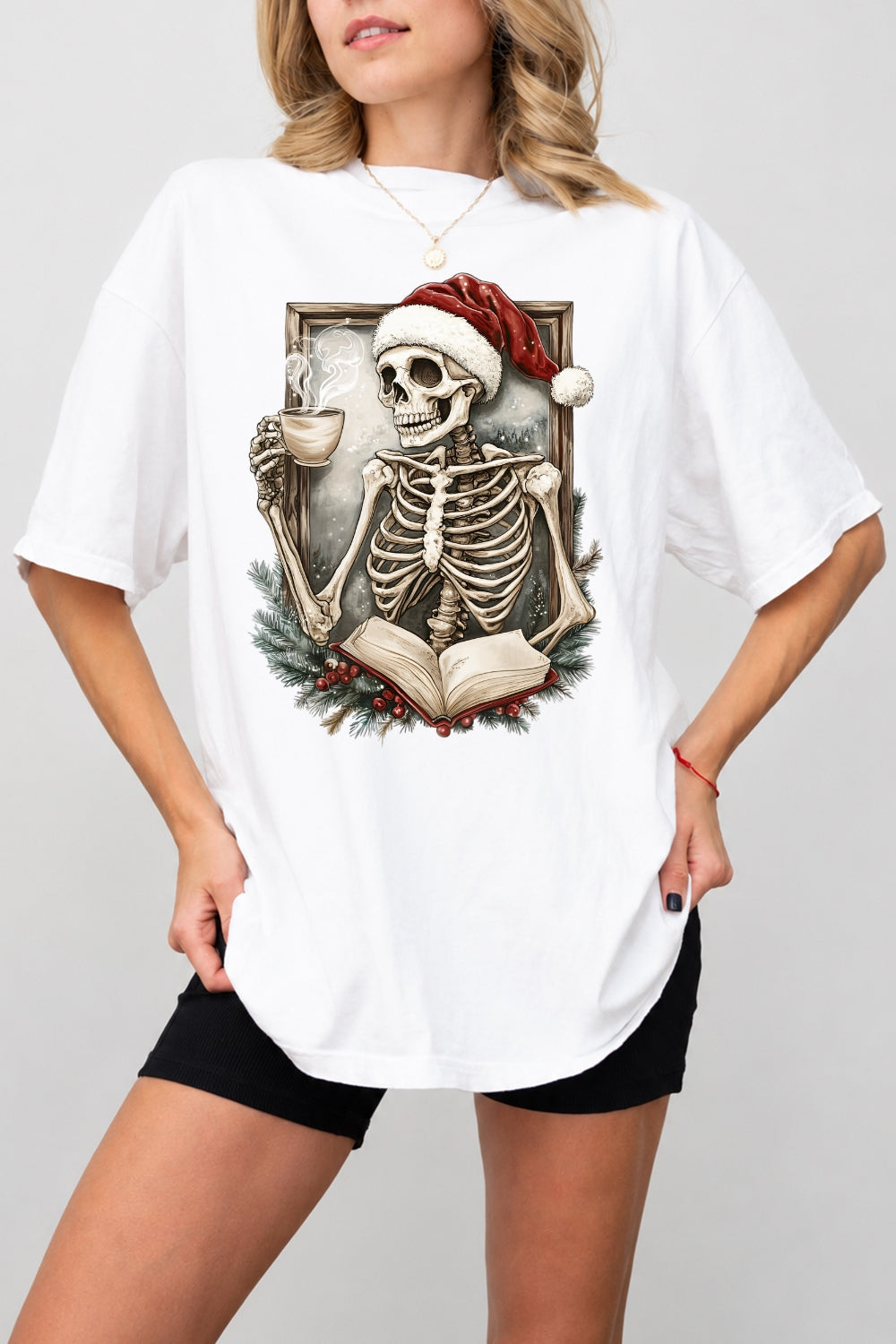 Christmas skull coffee tee