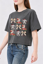 Christmas western boots cow crop top