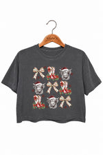 Christmas western boots cow crop top