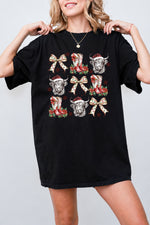 Christmas western boots cow tee