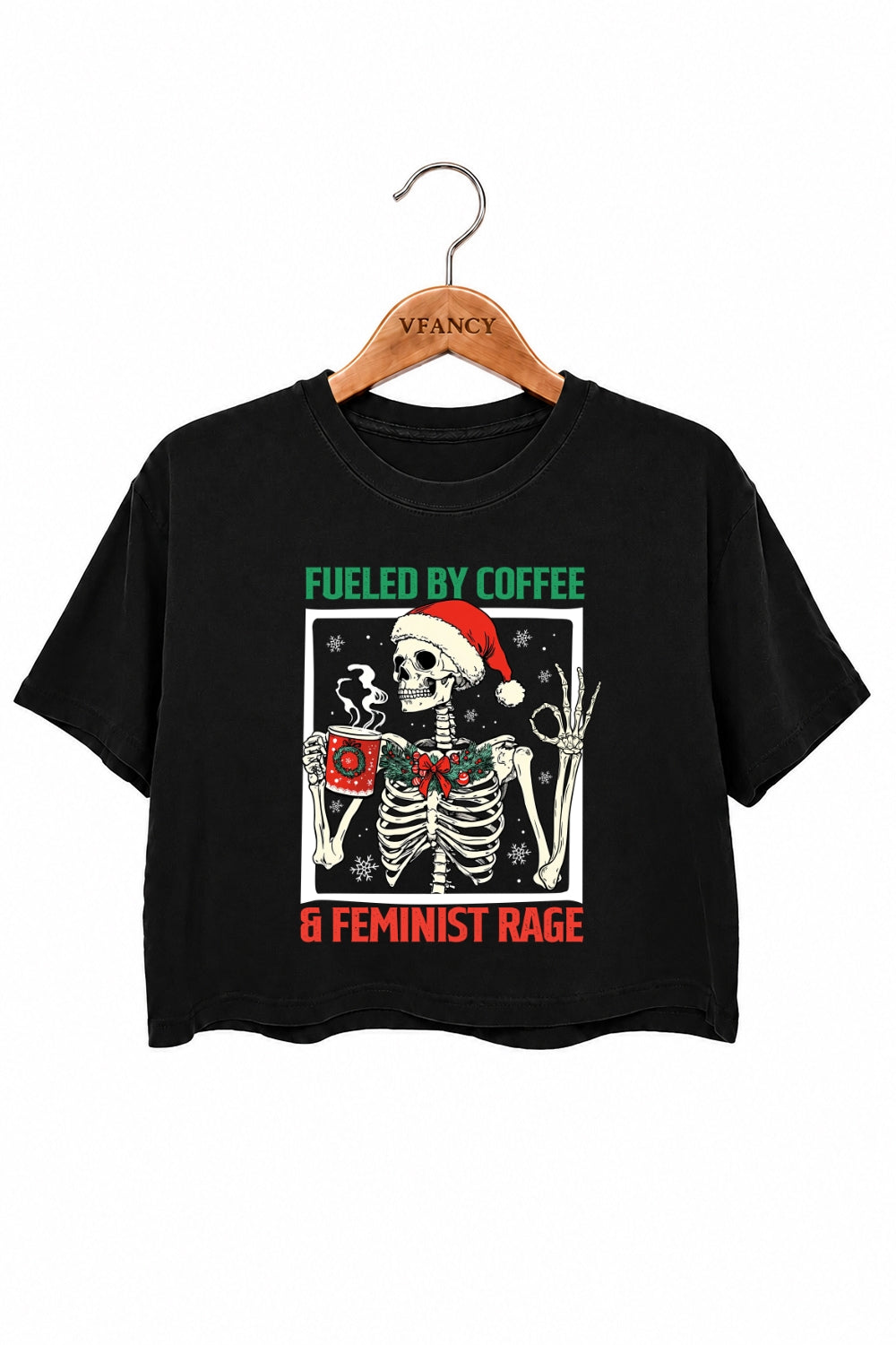 Coffee feminist rage christmas crop top