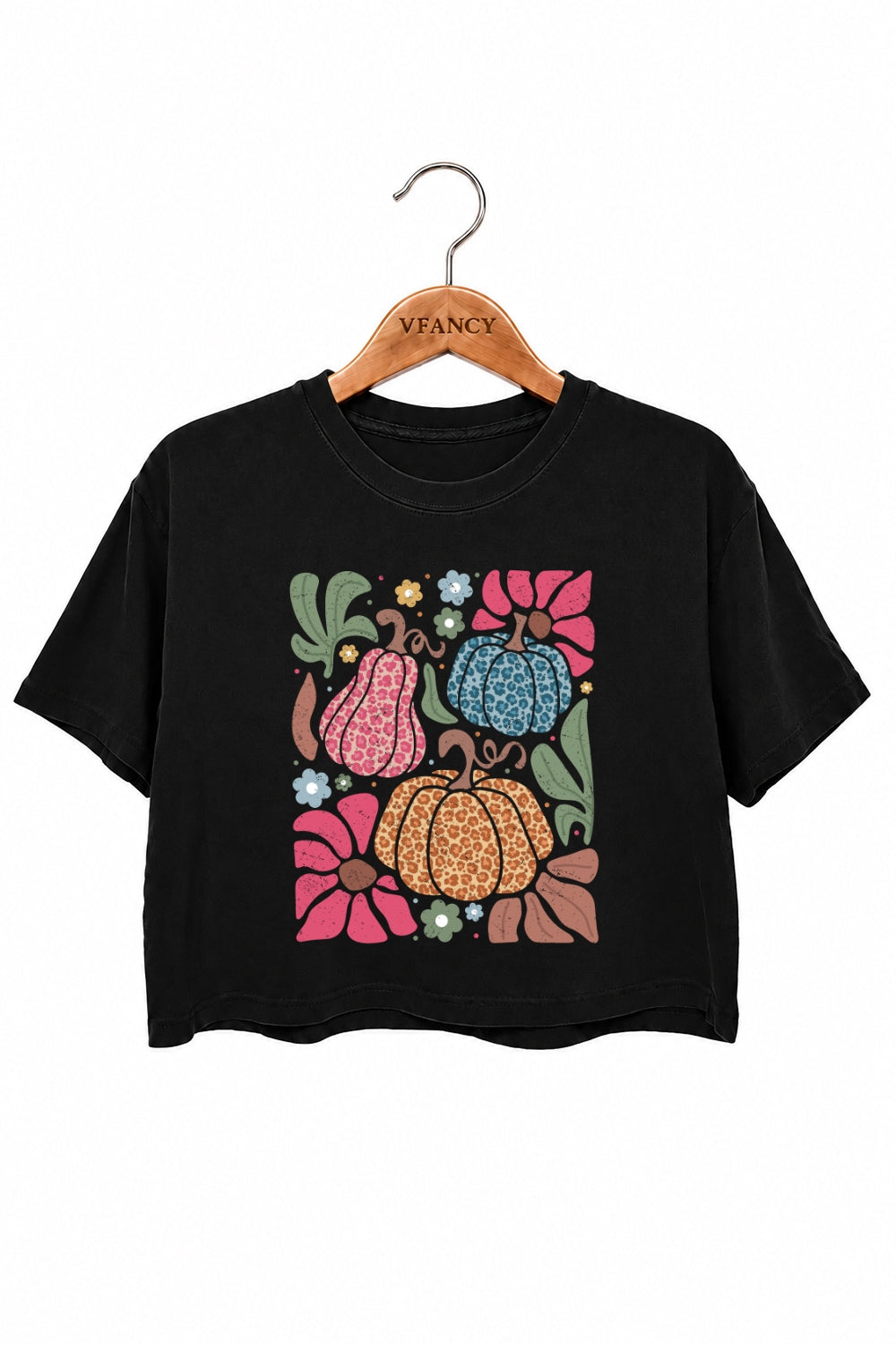 Colorful leopard pumpkin crop top