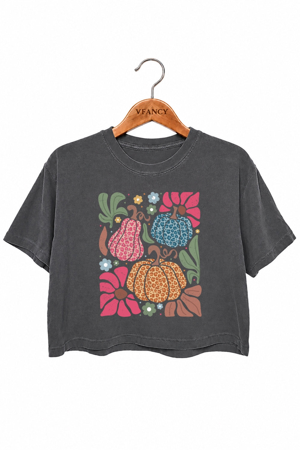 Colorful leopard pumpkin crop top