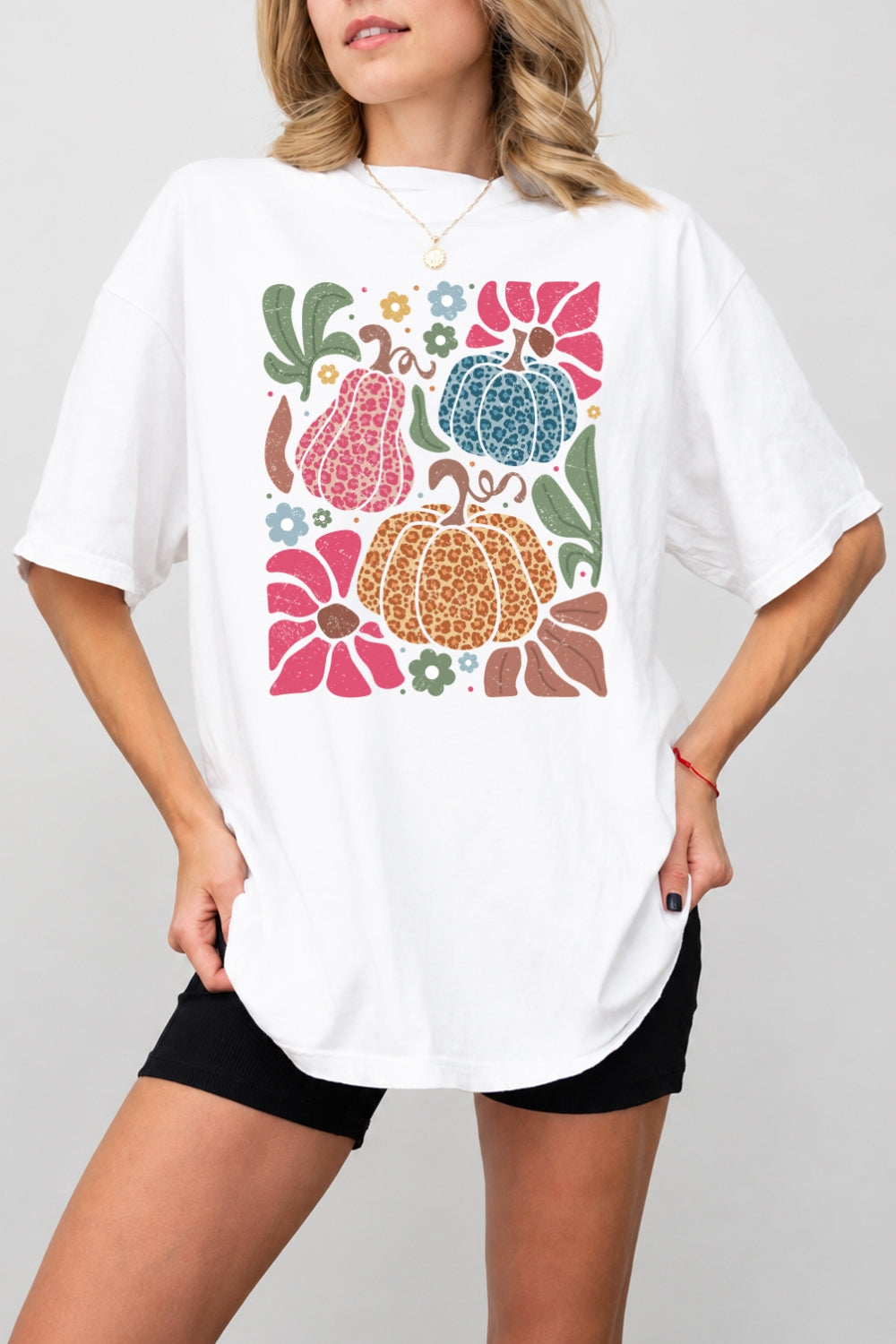 Colorful leopard pumpkin tee