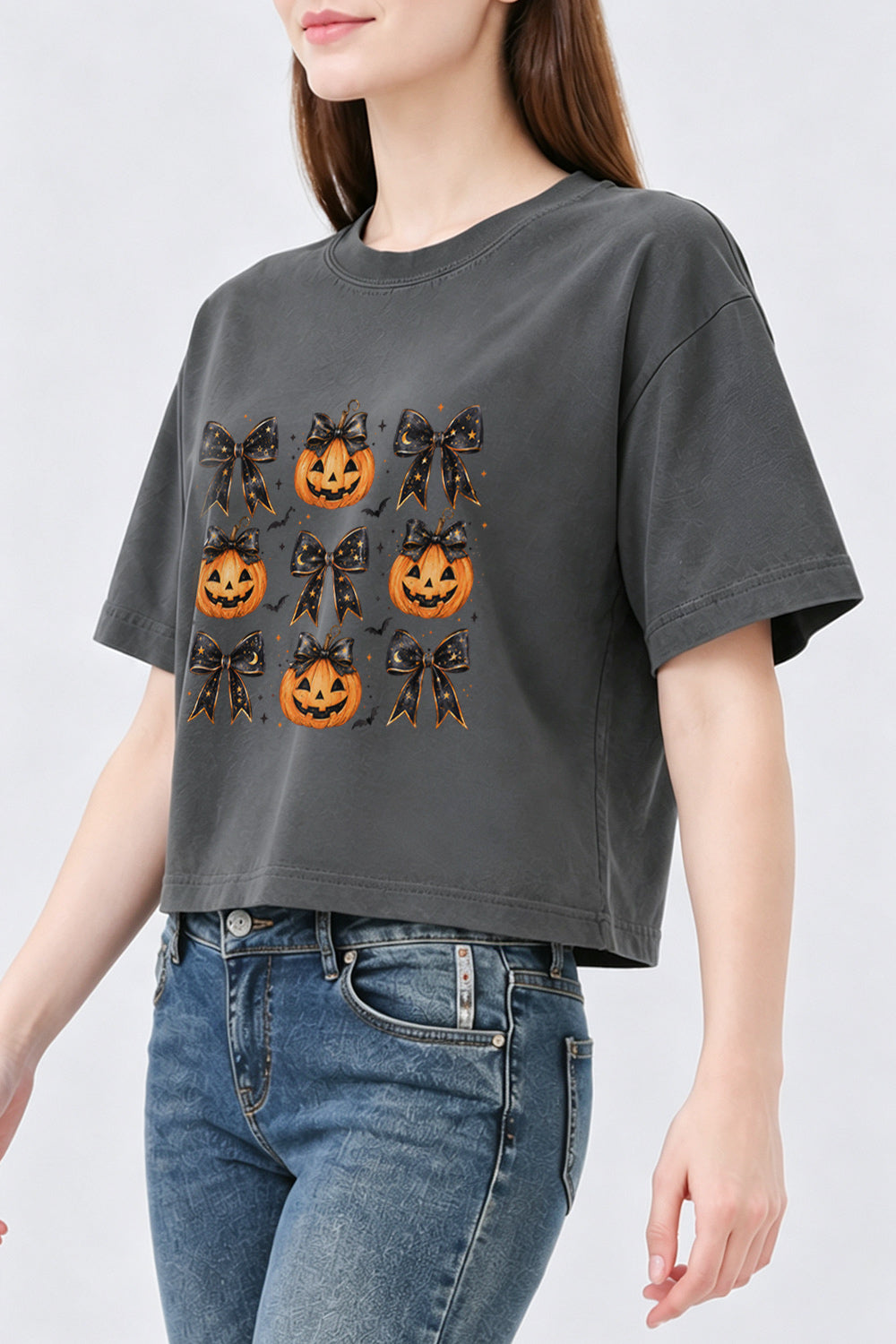 Coquette halloween pumpkin crop top