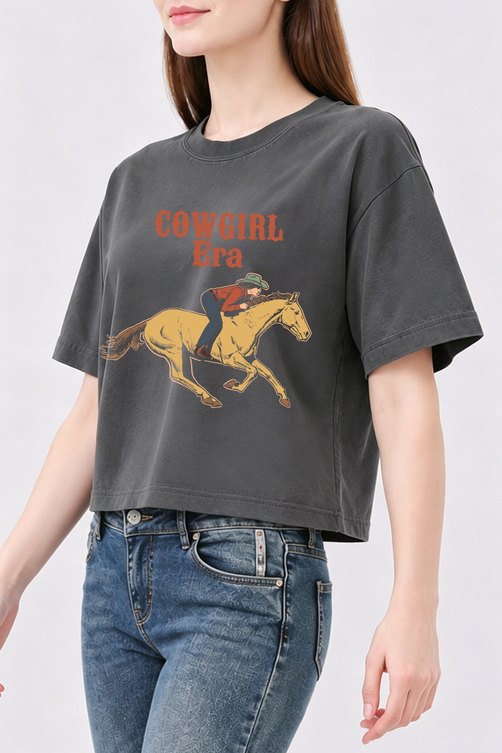 Cowgirl era horse rider crop top