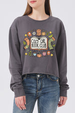 Cozy girl book club crop sweatshirt