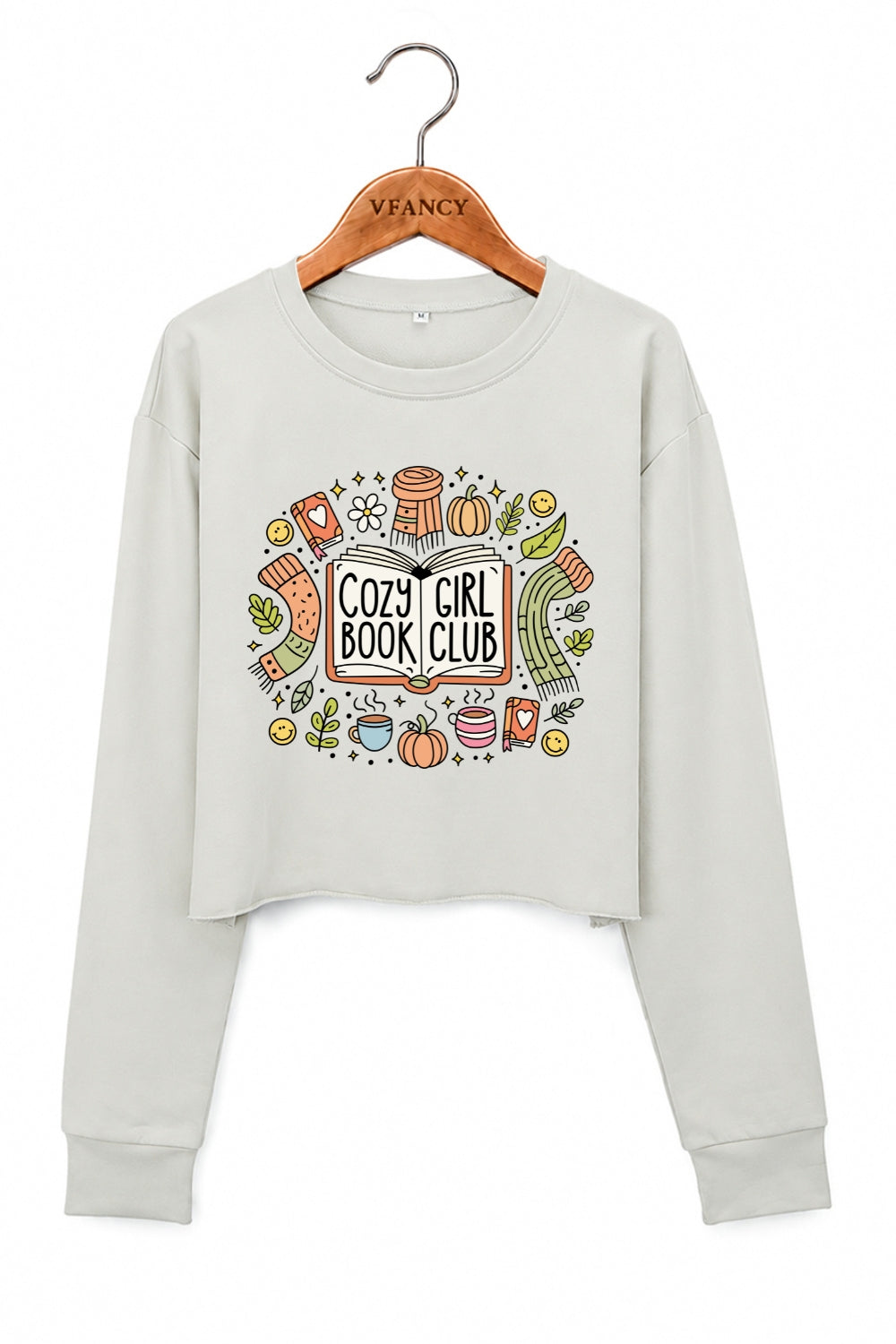 Cozy girl book club crop sweatshirt