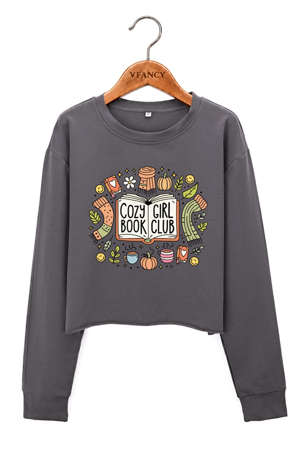 Cozy girl book club crop sweatshirt