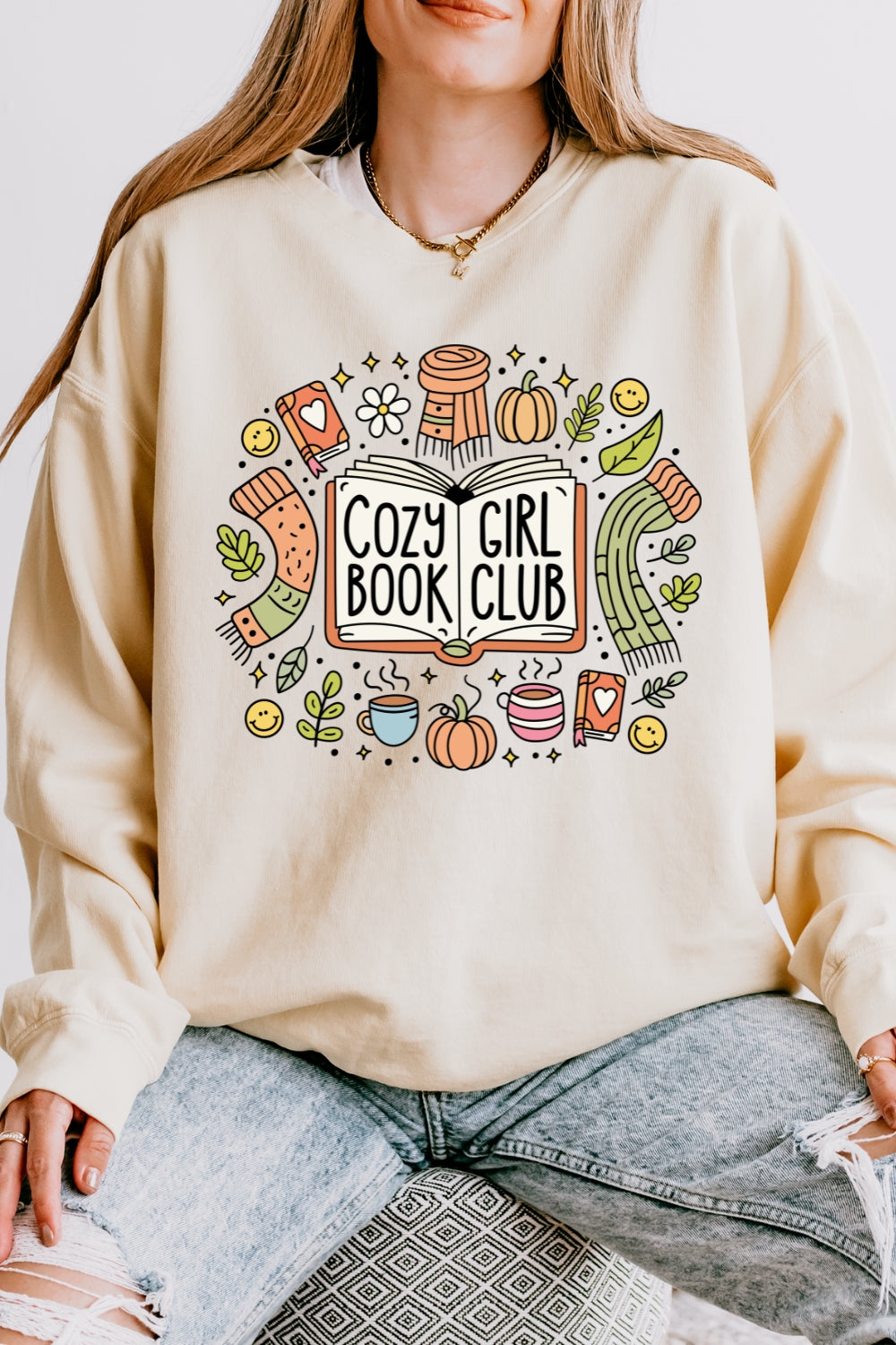 Cozy girl book club sweatshirt