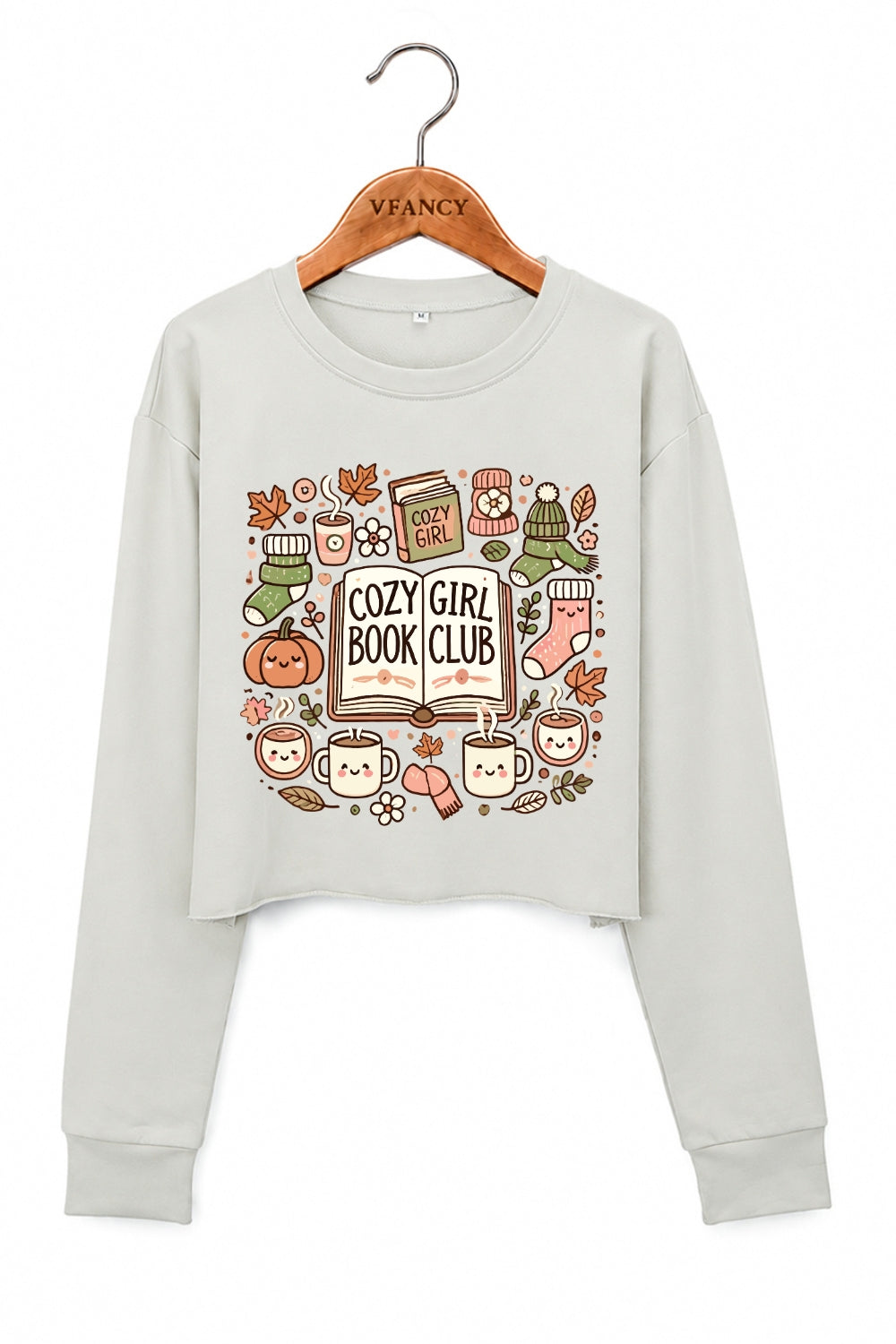 Cozy girl book club warm crop sweatshirt