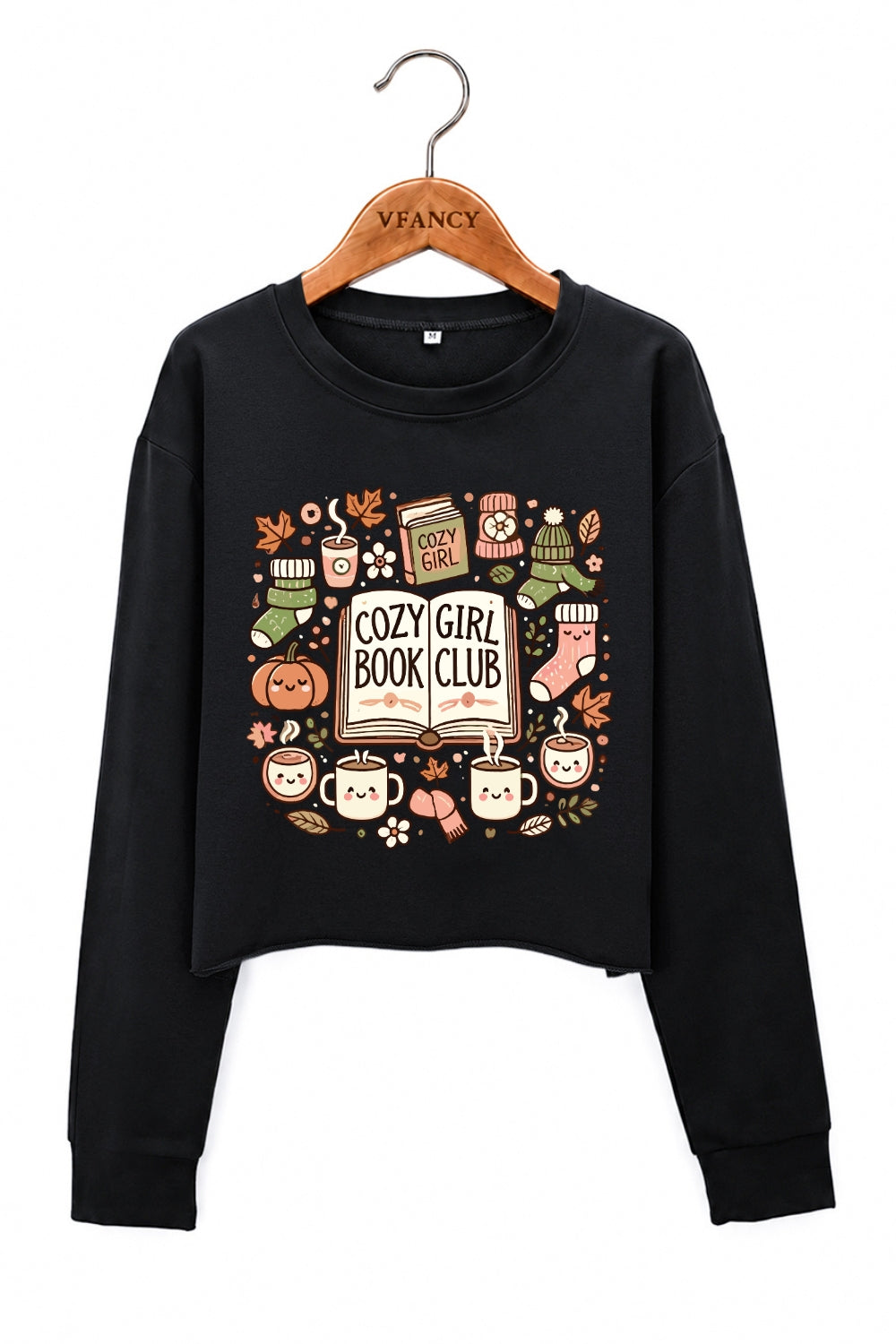 Cozy girl book club warm crop sweatshirt