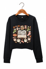 Cozy girl book club warm crop sweatshirt