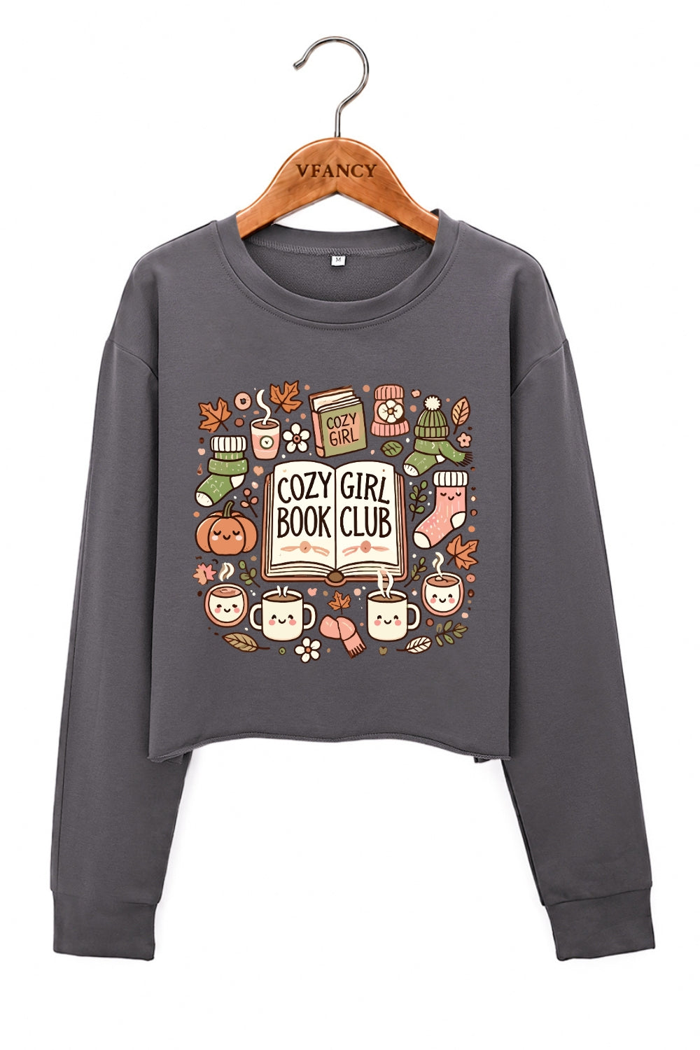 Cozy girl book club warm crop sweatshirt