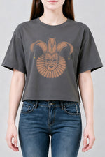 Creepy fool masquerade mask crop top