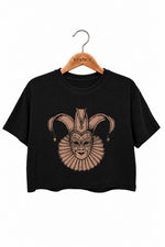 Creepy fool masquerade mask crop top