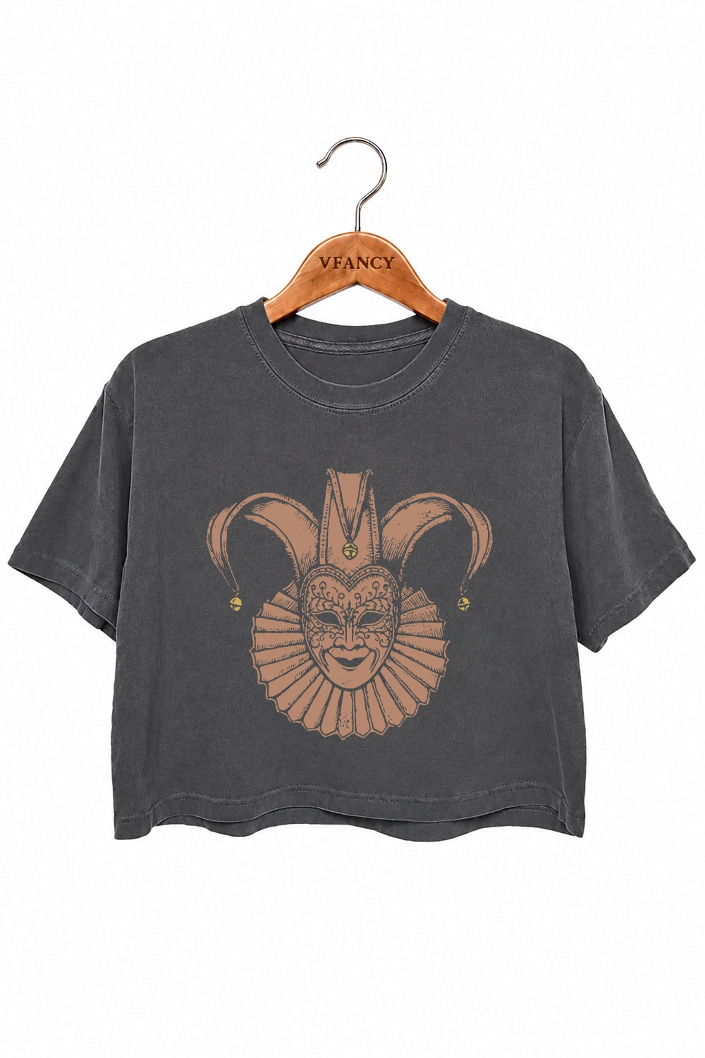 Creepy fool masquerade mask crop top