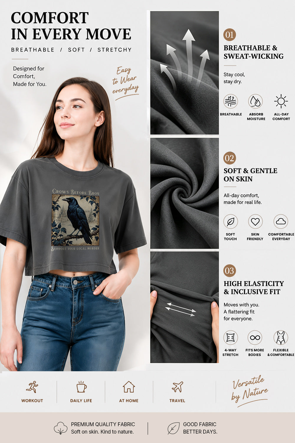 Crows before bros crop top