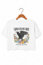 Crows before bros floral crop top