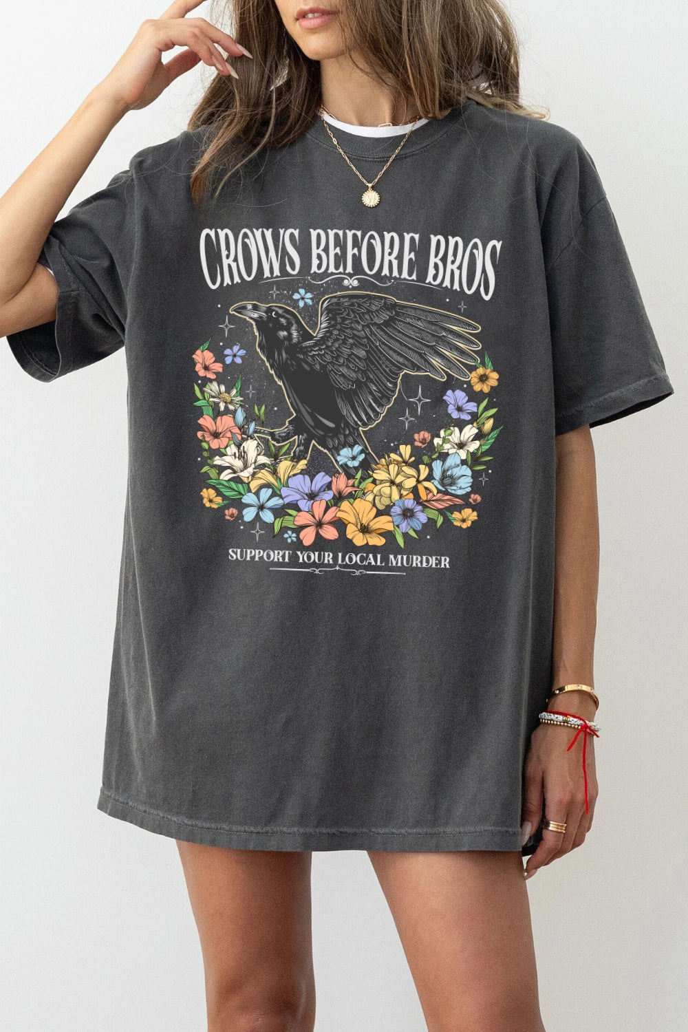 Crows before bros floral tee