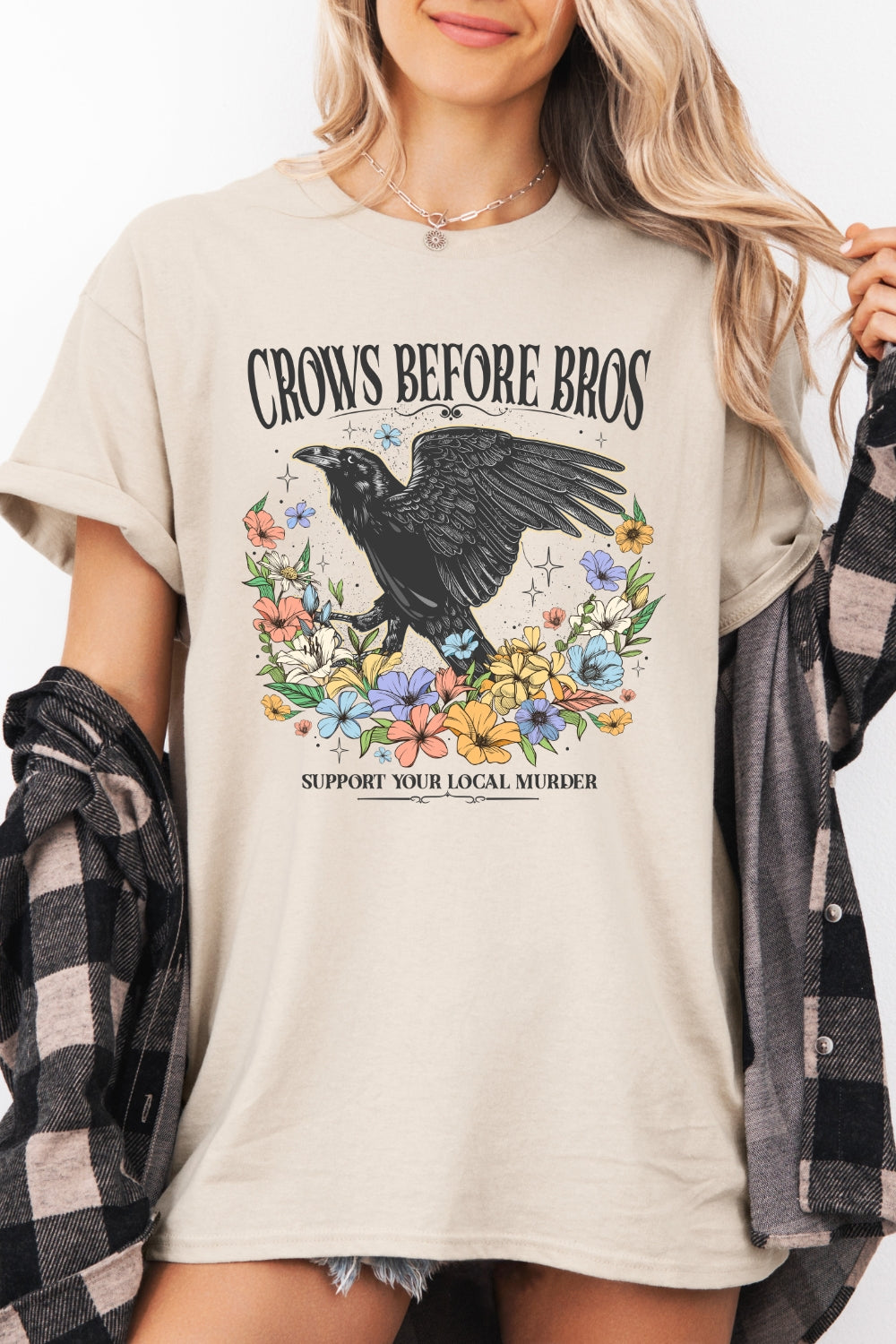Crows before bros floral tee