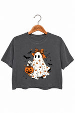 Cute bow ghost with pumpkin crop top