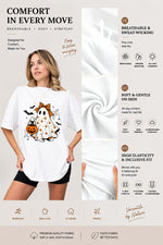 Cute bow ghost with pumpkin tee