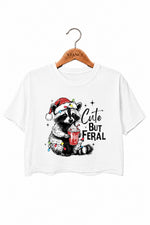 Cute but feral raccoon christmas crop top