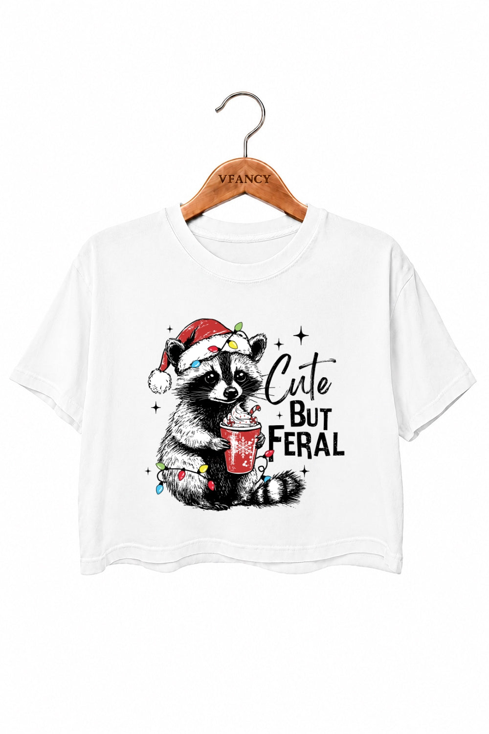 Cute but feral raccoon christmas crop top