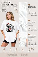 Cute but feral raccoon christmas tee