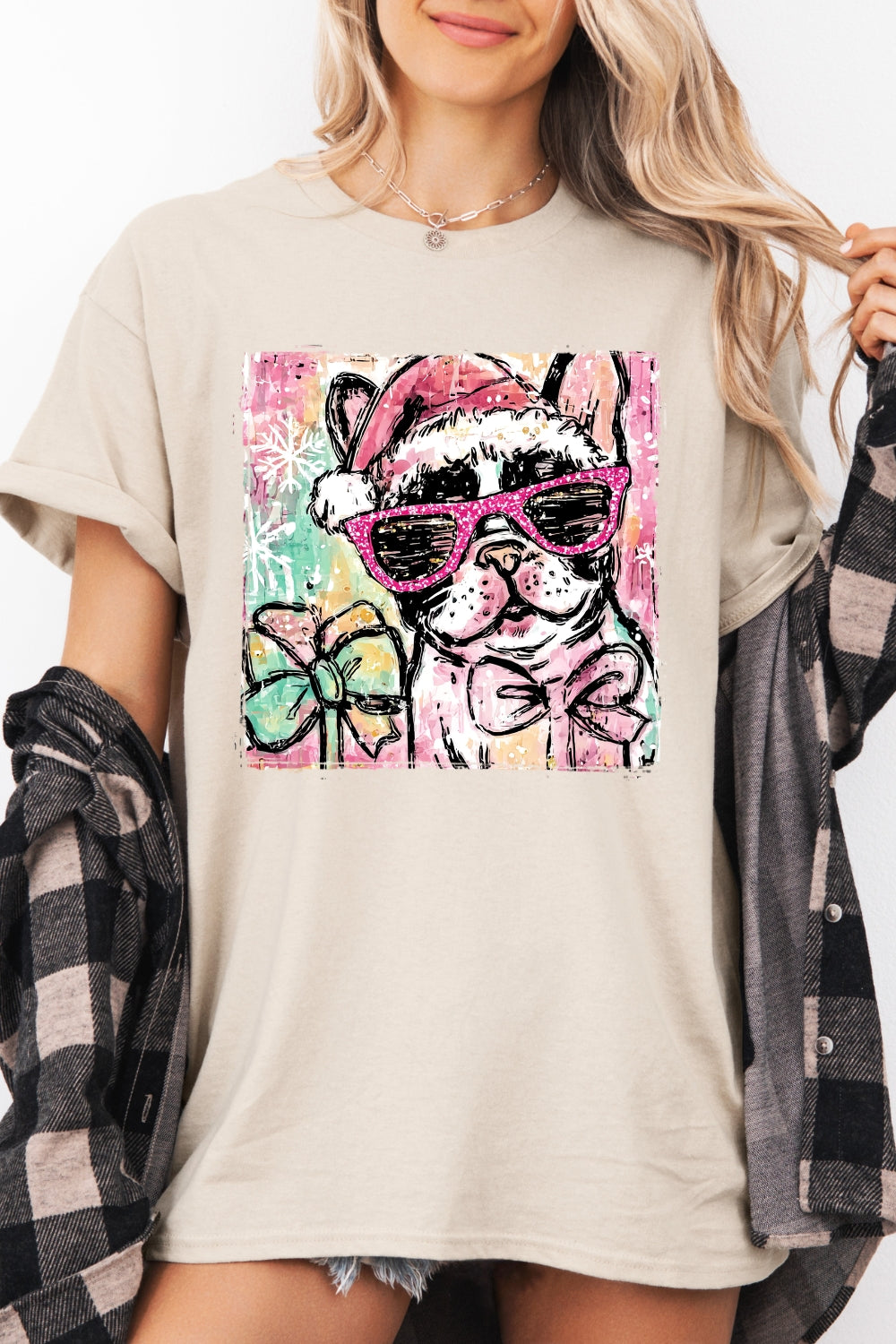 Cute christmas bulldog tee