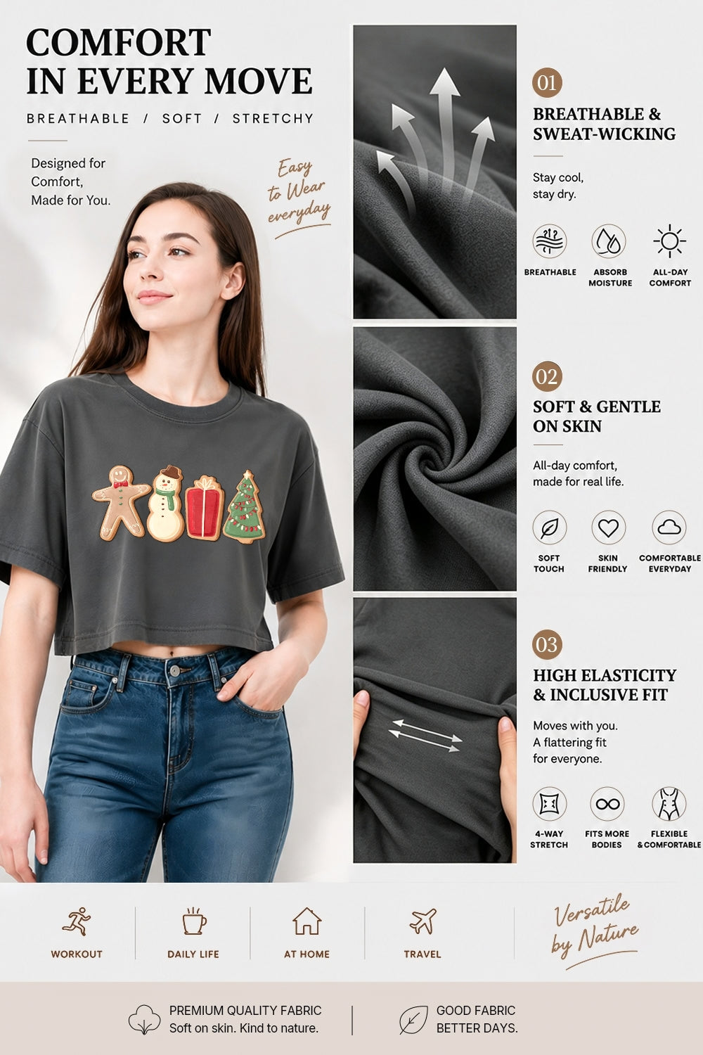 Cute christmas cookies crop top