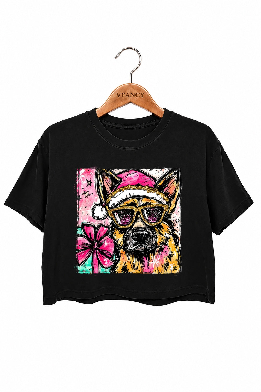 Cute christmas german shepherd crop top