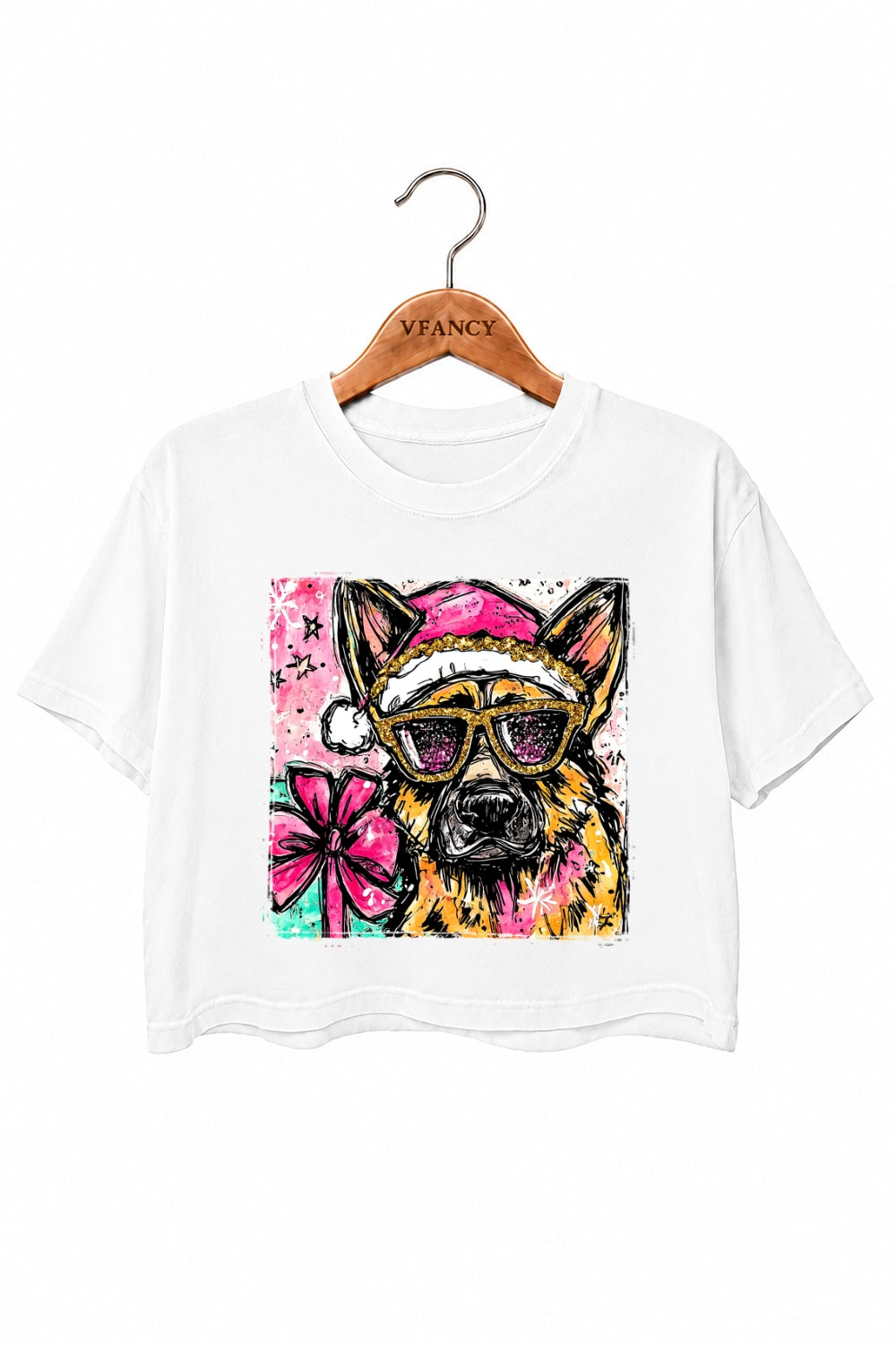 Cute christmas german shepherd crop top